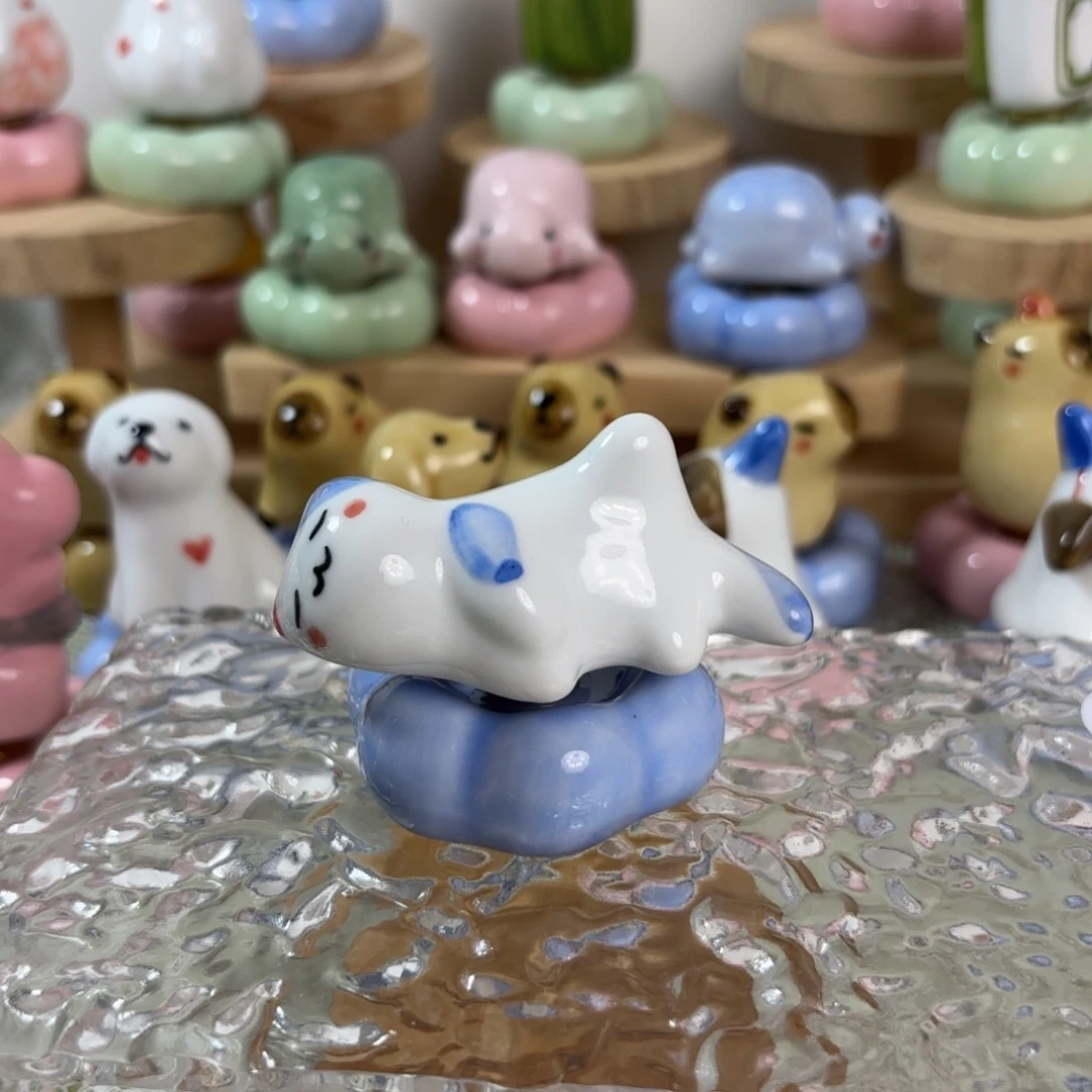 摆件景德镇陶瓷高温釉悠哉猫