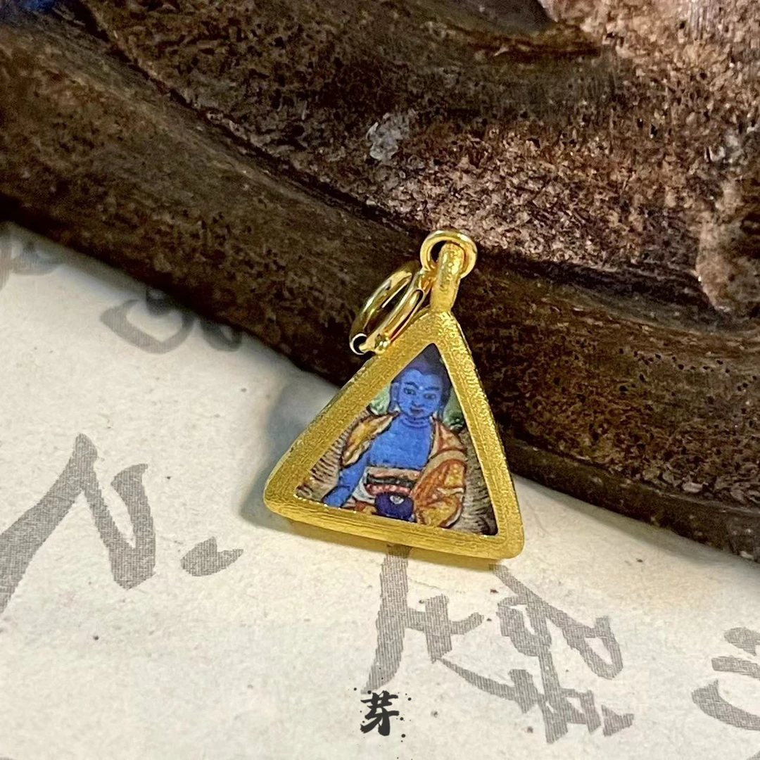唐卡●药师傅凤九●18K金镶嵌吊坠多样性发其一#8859