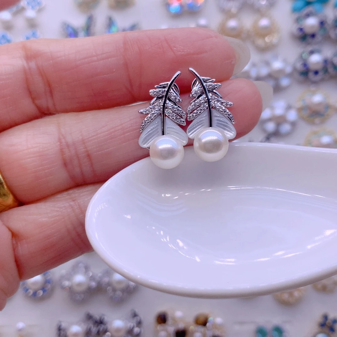 合金淡水珍珠耳饰