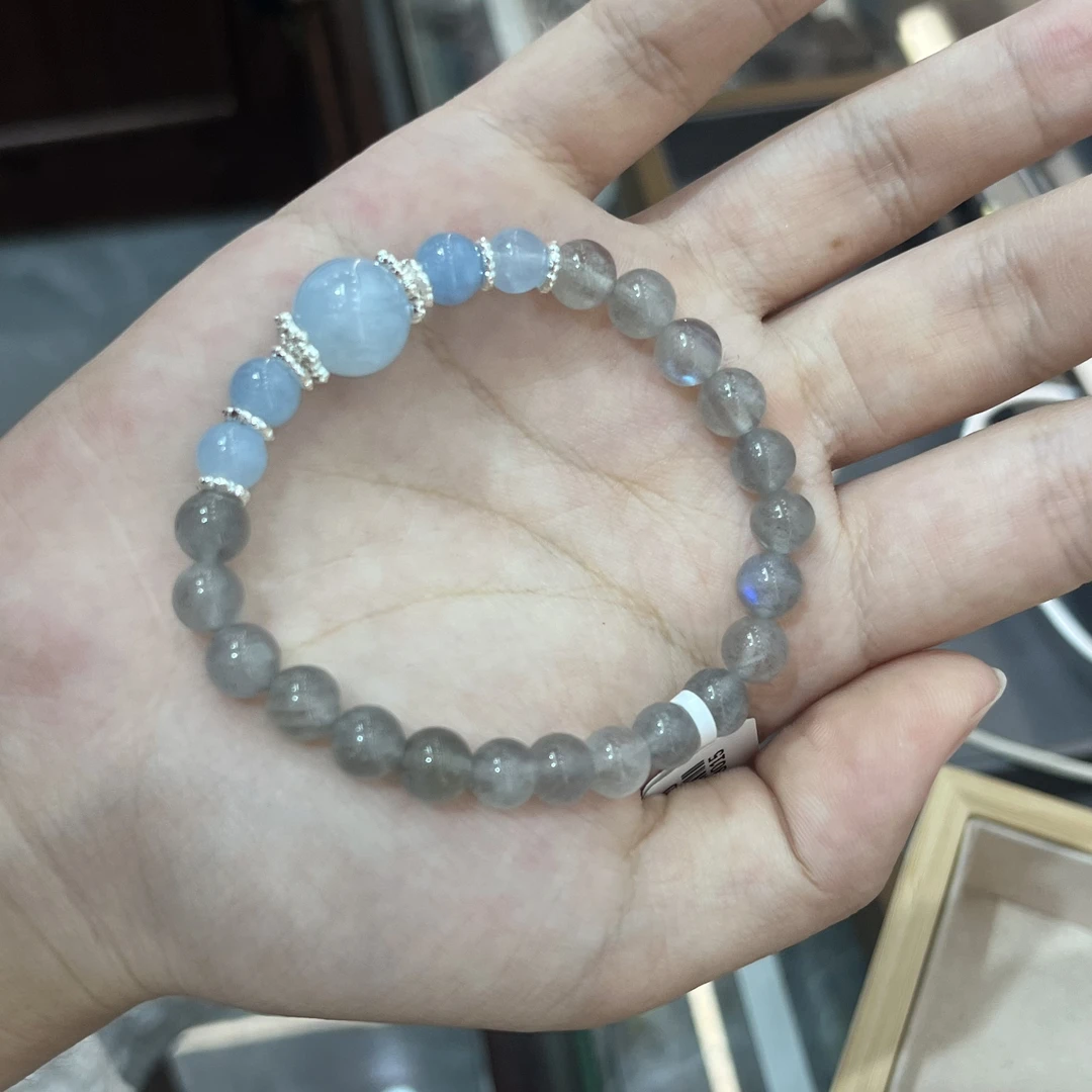 XM006-灰月光海蓝宝手链