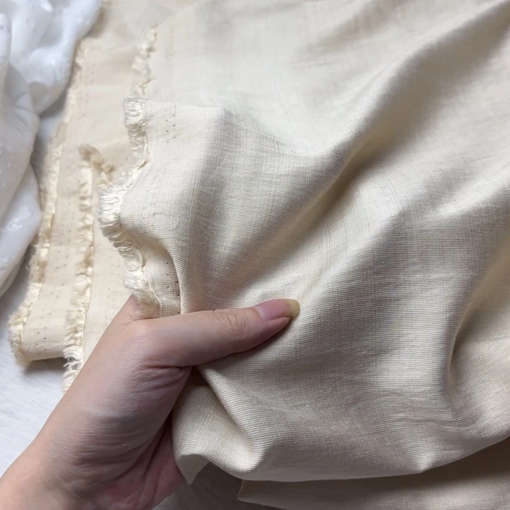 混纺棉米杏色2米。