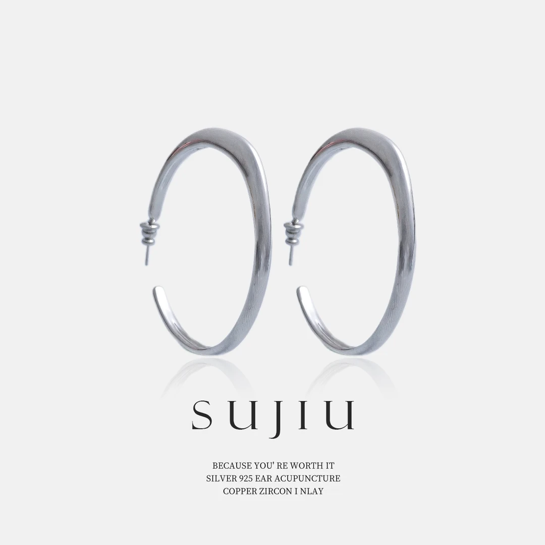铜合金耳饰 SUJIU 925银针【一轮星月】手工时尚耳钉耳环耳坠7561