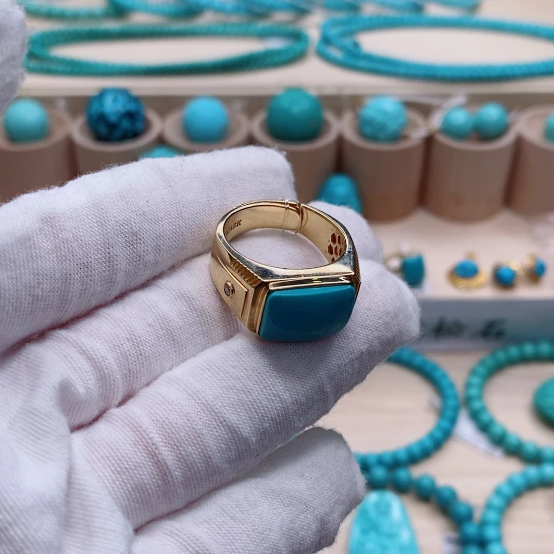 绿松石珠宝奇石18K金镶嵌