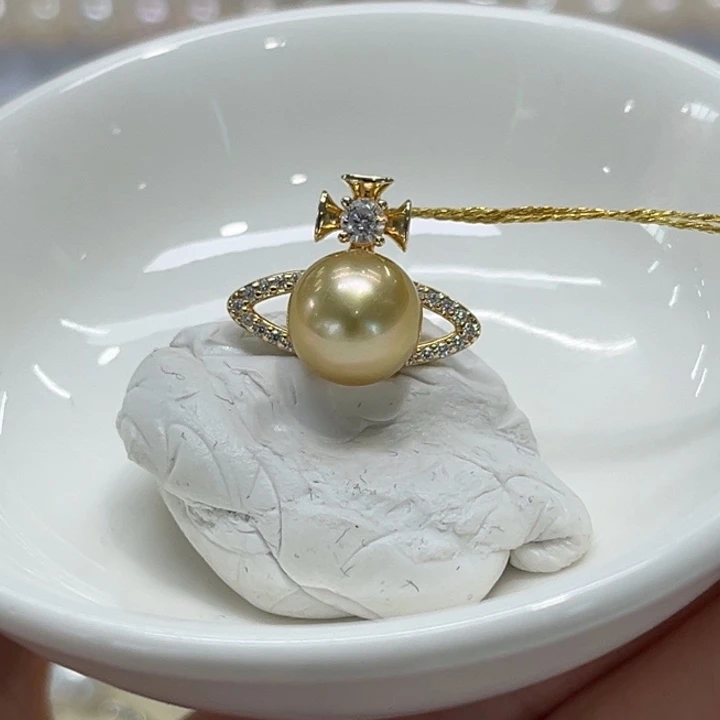 银S925镶嵌海水珍珠颈饰9-10mm 26号