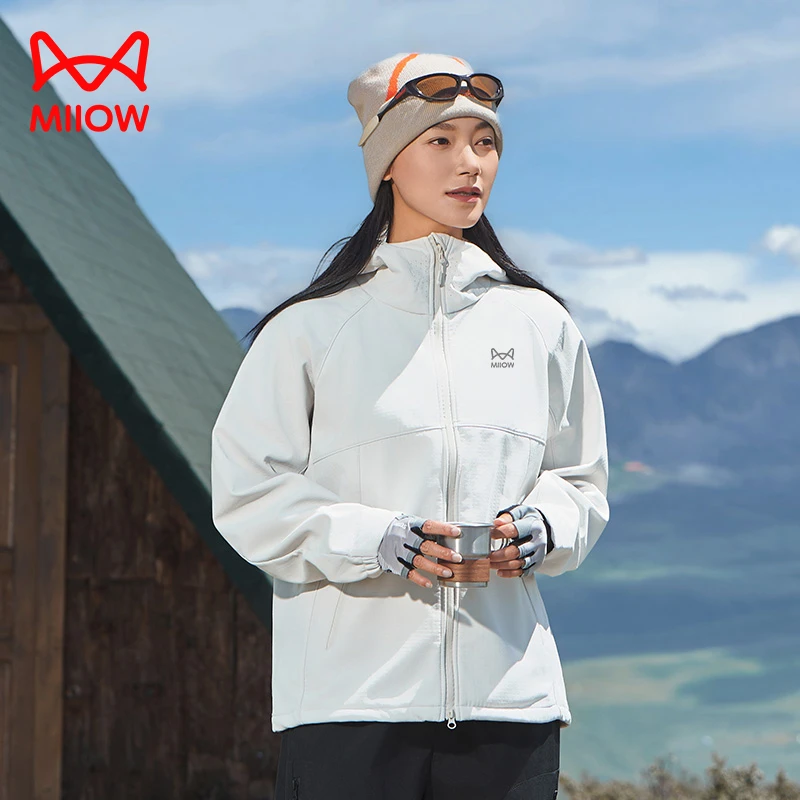 MIIOW CLASSIC/猫人经典防风保暖透气软壳衣徒步登山情侣外套连帽