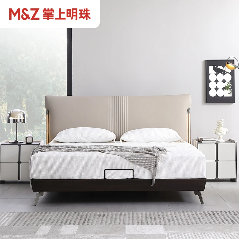 M&Z/掌上明珠家居床头柜卧室亮光漆双抽床头柜97A401
