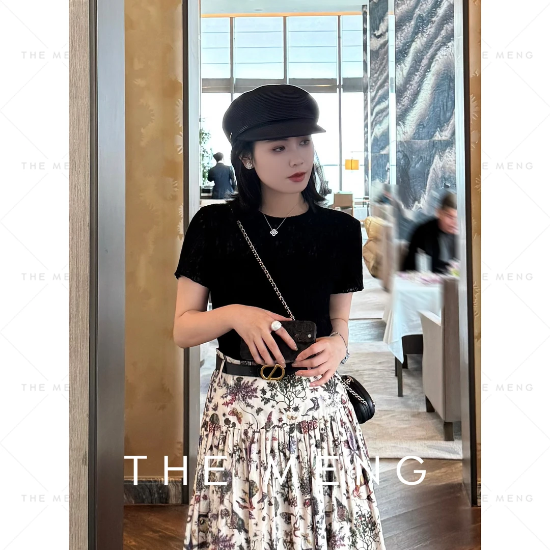 THE MENG【抹夏】蕾丝羊毛优雅基础款通勤短袖T恤#M251D0077