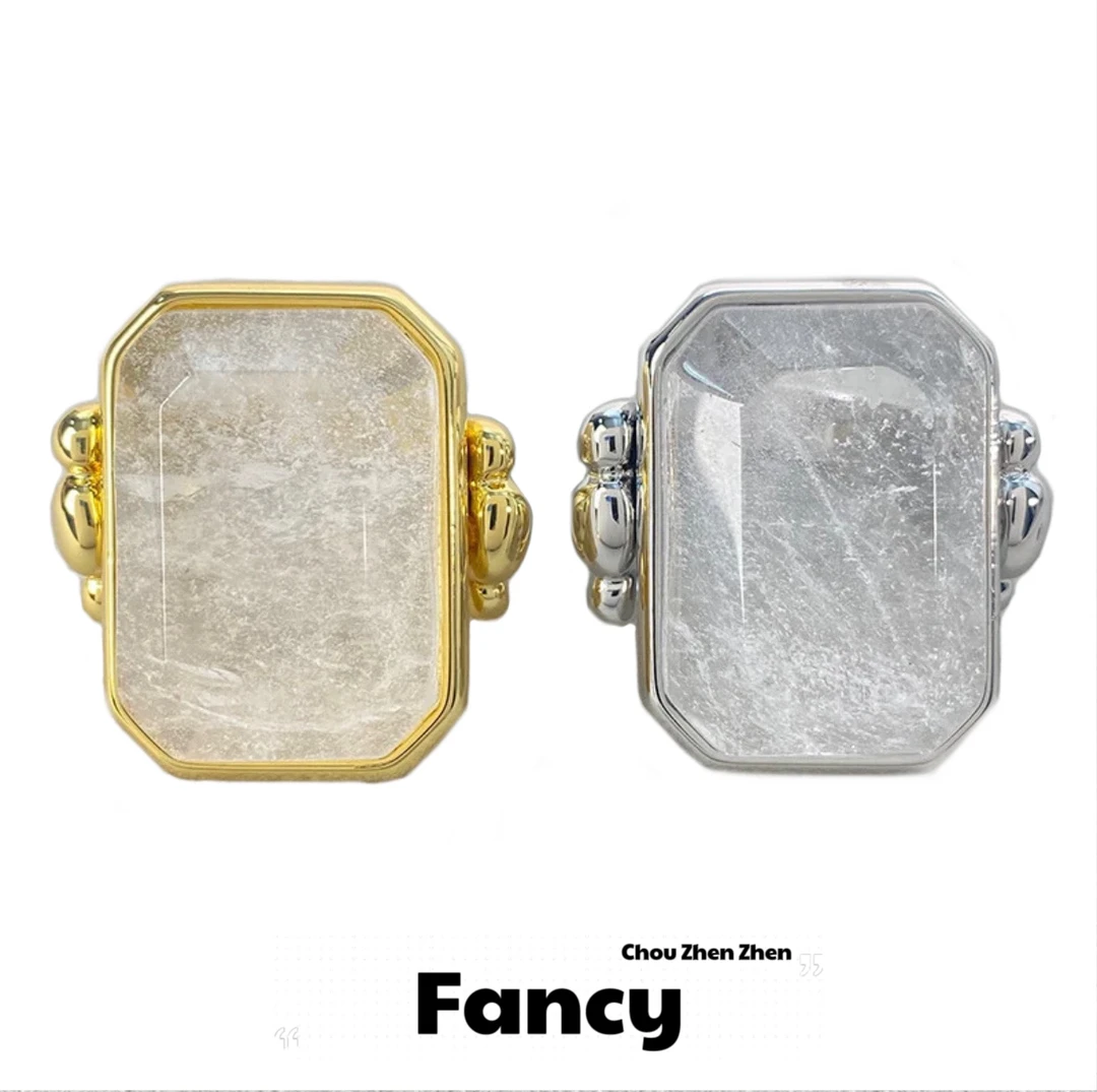 铜合金戒指 【冰岛】爆款轻奢镶嵌方糖复古小众夸张时尚高级感戒指