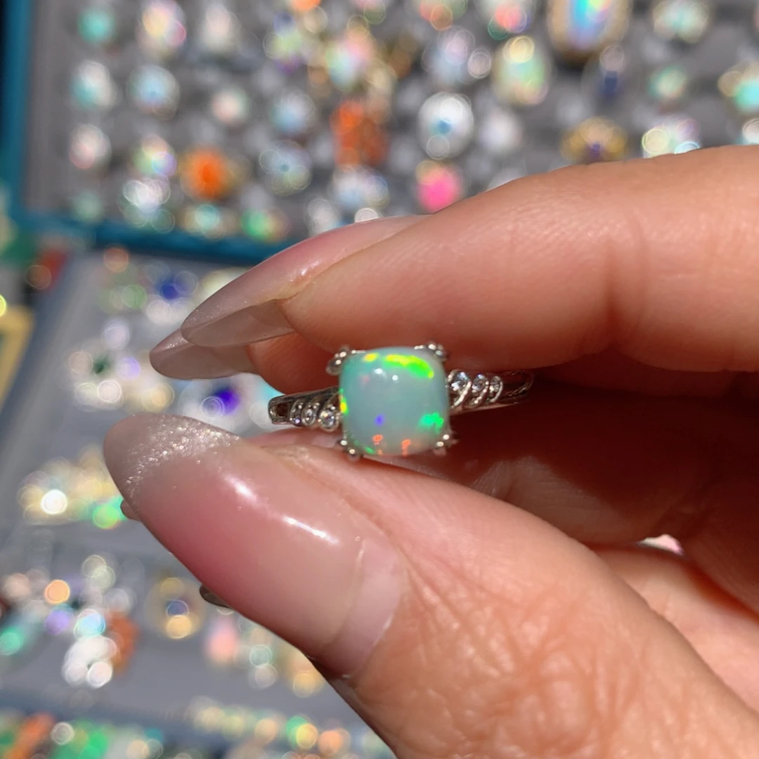 欧泊福利戒指银S925镶嵌