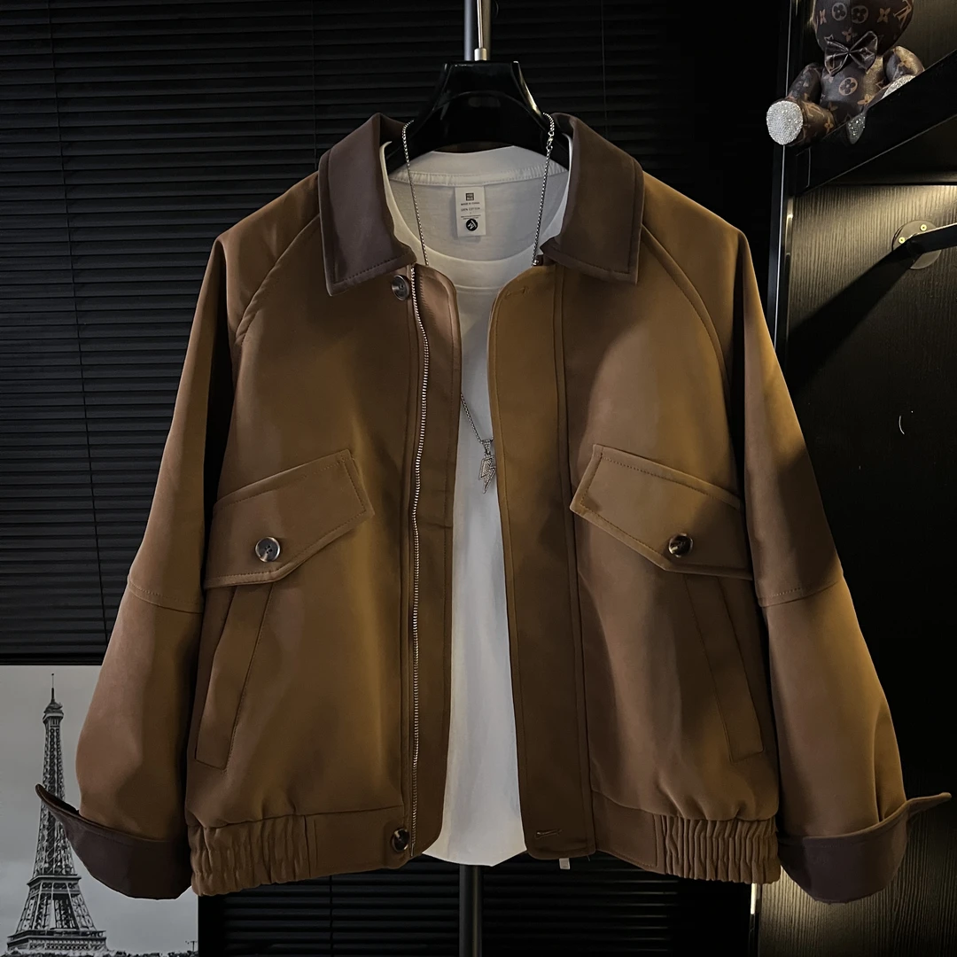 MZ-琥珀流光皮衣夹克美式绒面皮衣外套秋季潮流情侣夹克