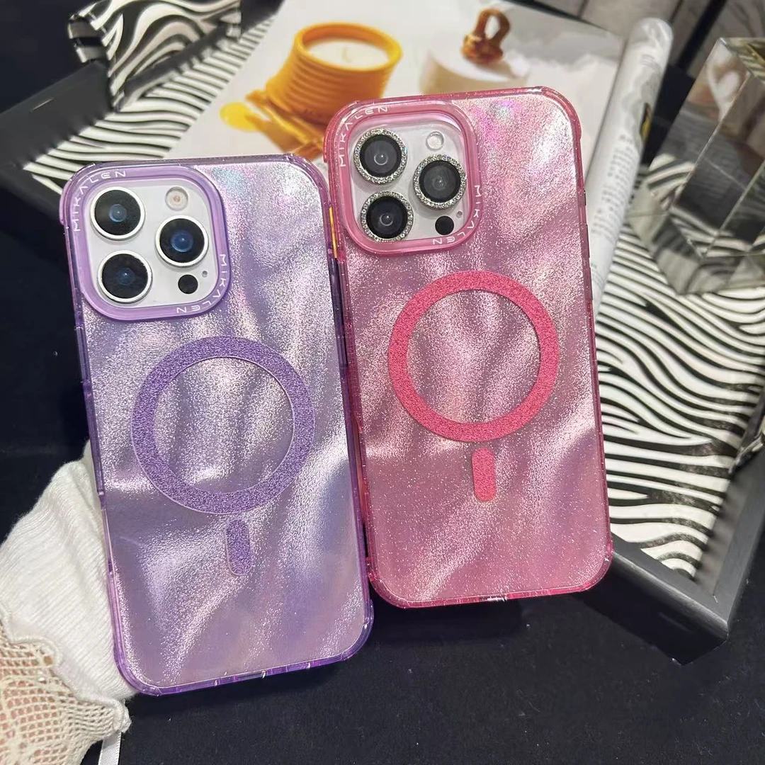 【萌】磁吸细闪简约个性手机壳适用于苹果15promax.16promax