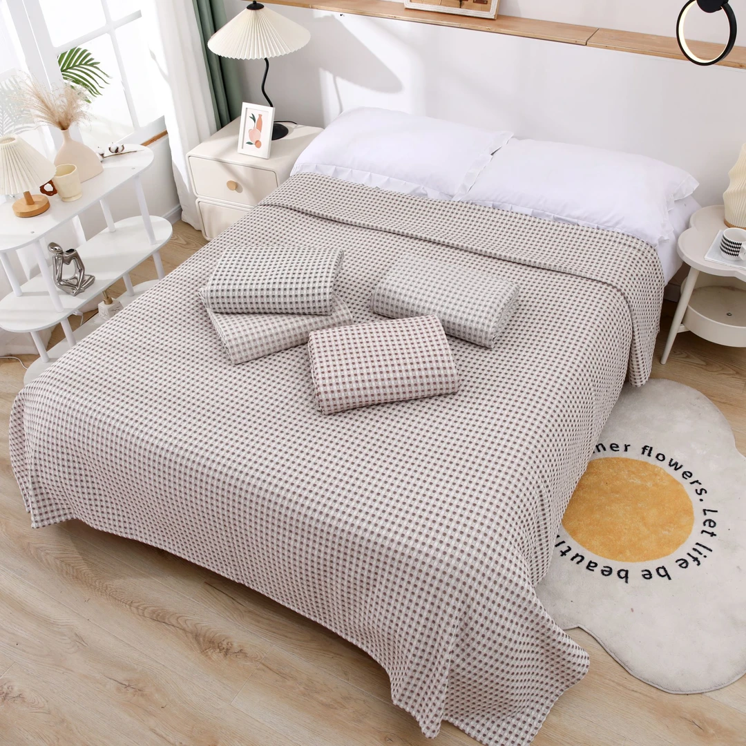 外贸尾单蜂巢菱格200*150纱布床盖沙发巾午休毯多功能毯