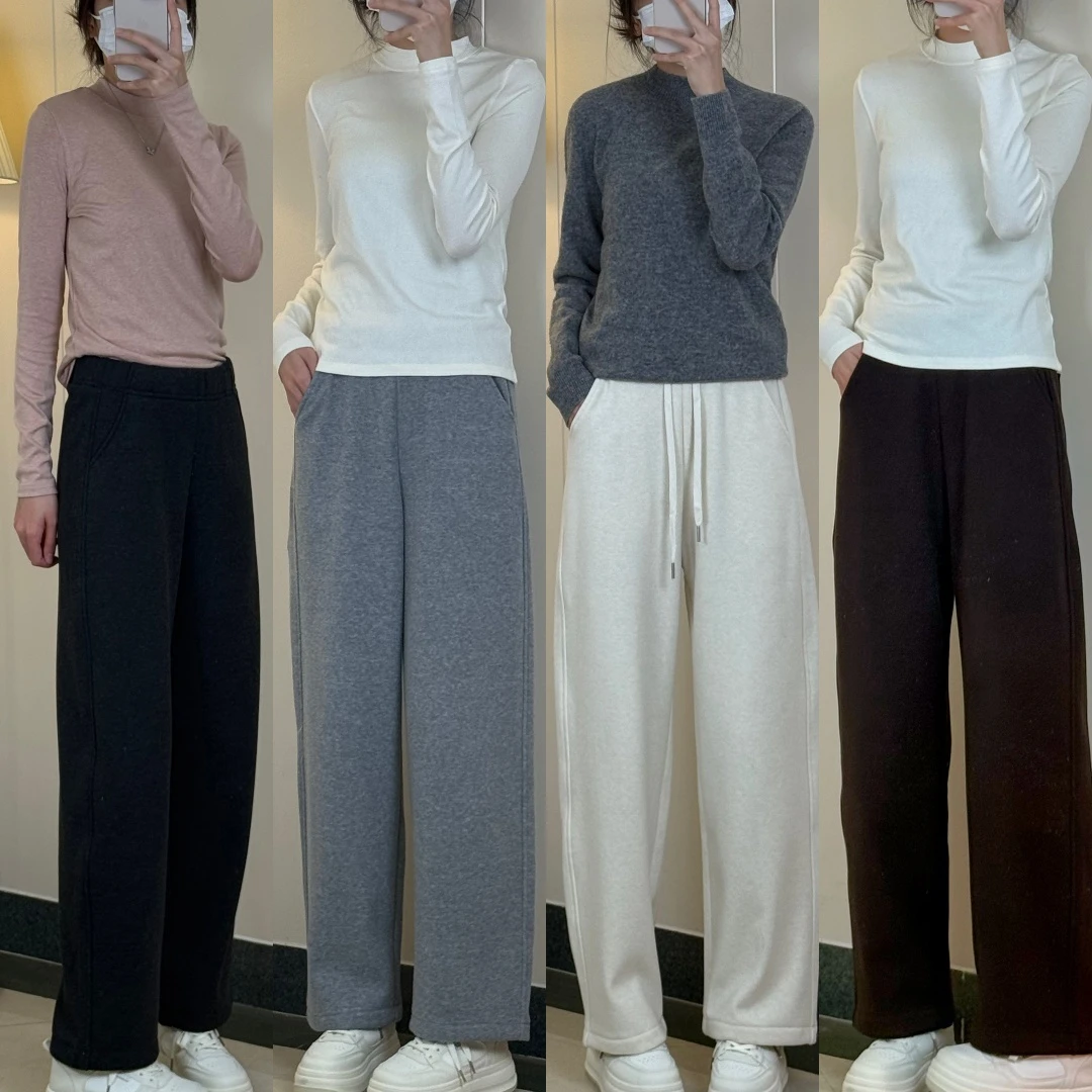 冬季新款蚕丝 羊绒舒适显瘦弹力直筒弯刀裤8831