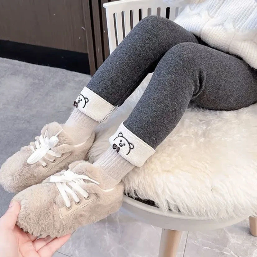 女童加绒打底裤儿童女宝宝一体绒裤子秋冬新款中小童保暖休闲长裤