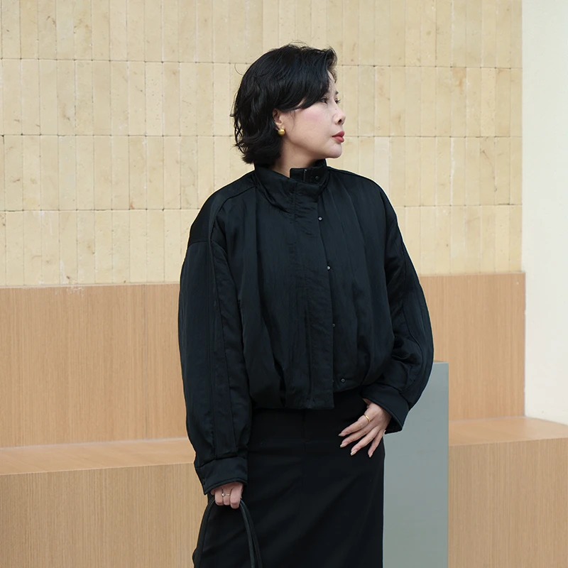 Childe Yao冬季宽松型立领女短外套上衣运动鹅绒服88005