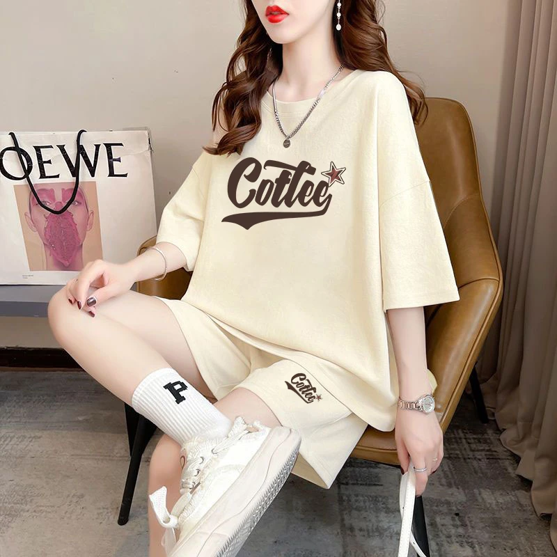 休闲运动套装女春夏季2025新款胖mm短袖短裤夏天大码跑步服两件套