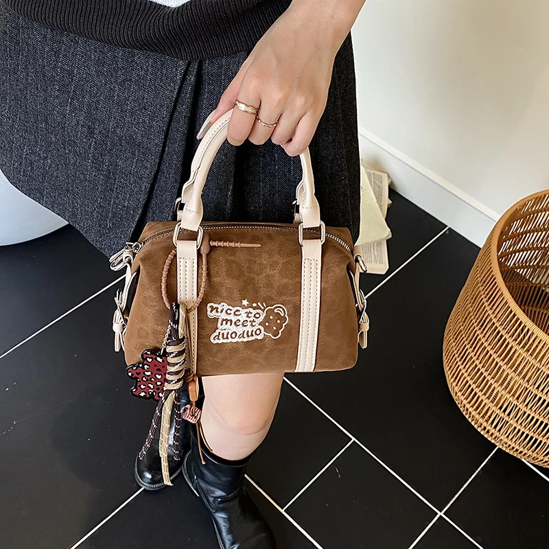 手提式法式复古气质休闲熟女枕头包ins单肩斜挎包百搭豹纹小包包