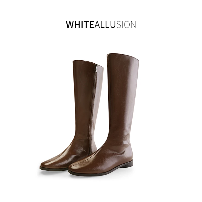 素典【骑士靴】气质侧拉链平底弹力瘦瘦靴长筒靴英伦风2989