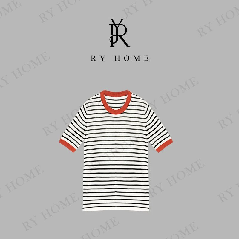 【容雨RYHOME】100莱赛尔＋高级感圆领宽松半袖针织毛衣252M2987