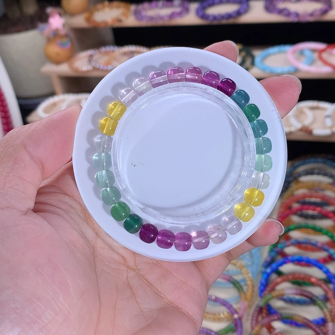 未镶嵌手串萤石精工老型直切彩虹萤石7mm