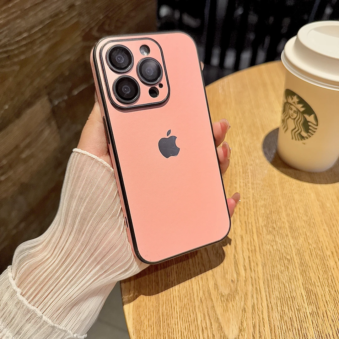 一体镜头膜适用苹果16promax手机壳四包皮革15皮质iPhone13/14/12