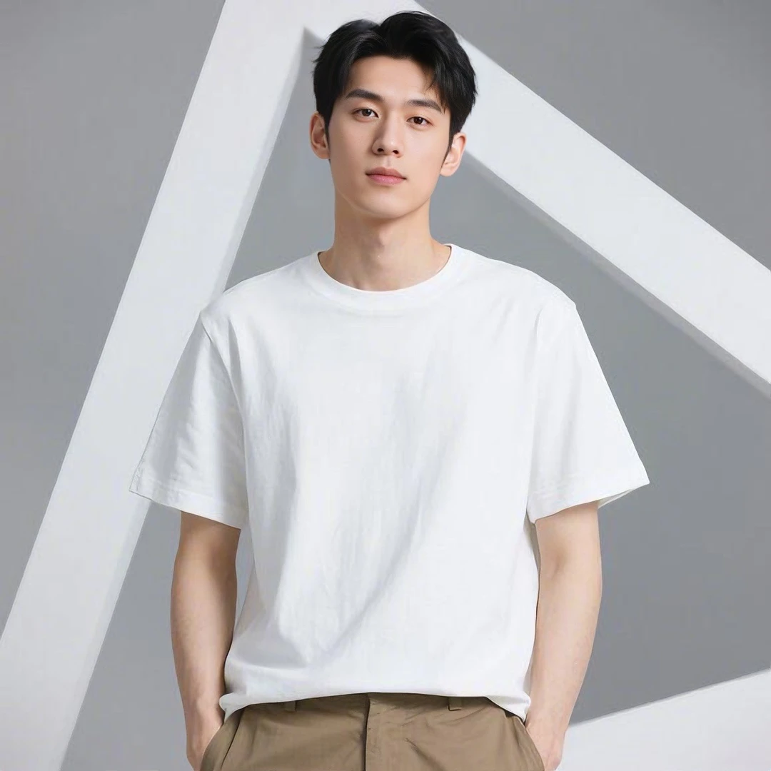 男士夏季短袖纯棉白色t恤厚实不透宽松基础款半袖情侣简约潮流T女