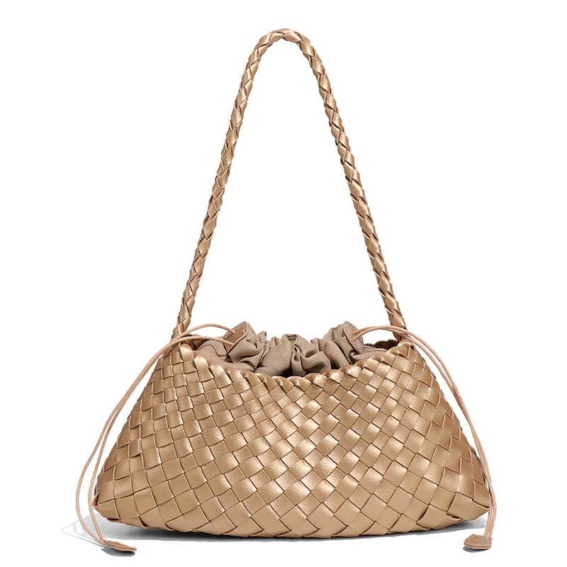 STIVENJAMES轻奢女士百搭单肩腋下包包小众编织复古子母包手提包