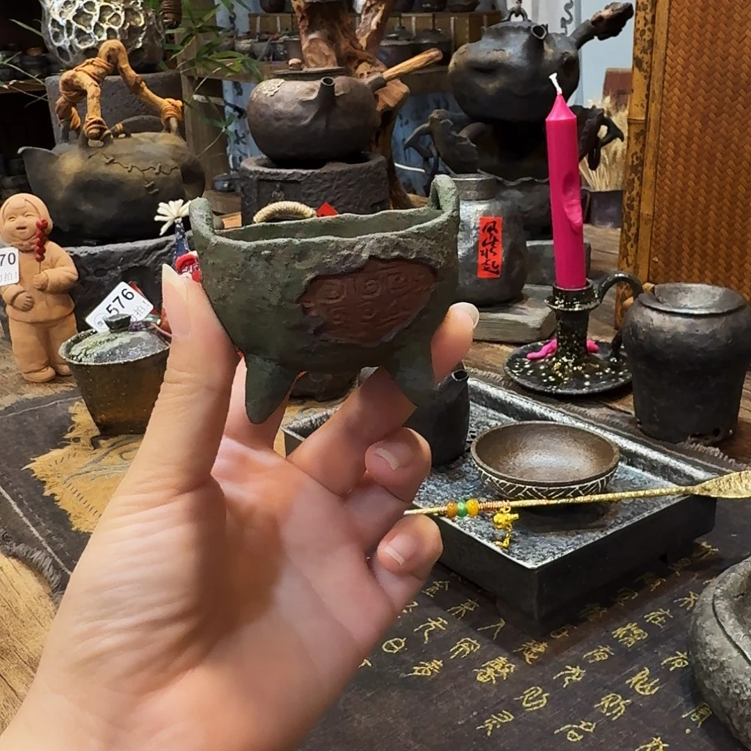 手捏紫砂香炉茶周边边边