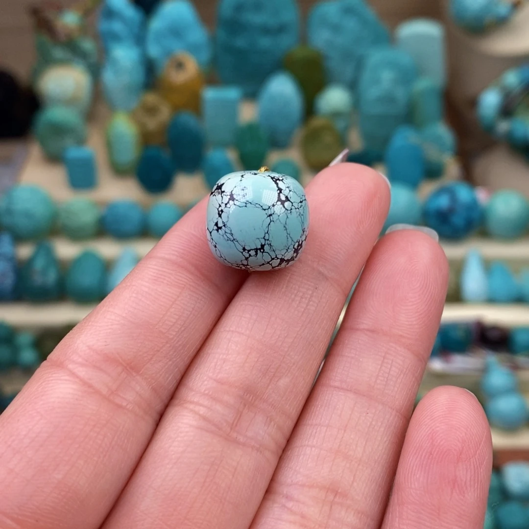 绿松石珠宝奇石未镶嵌14mm