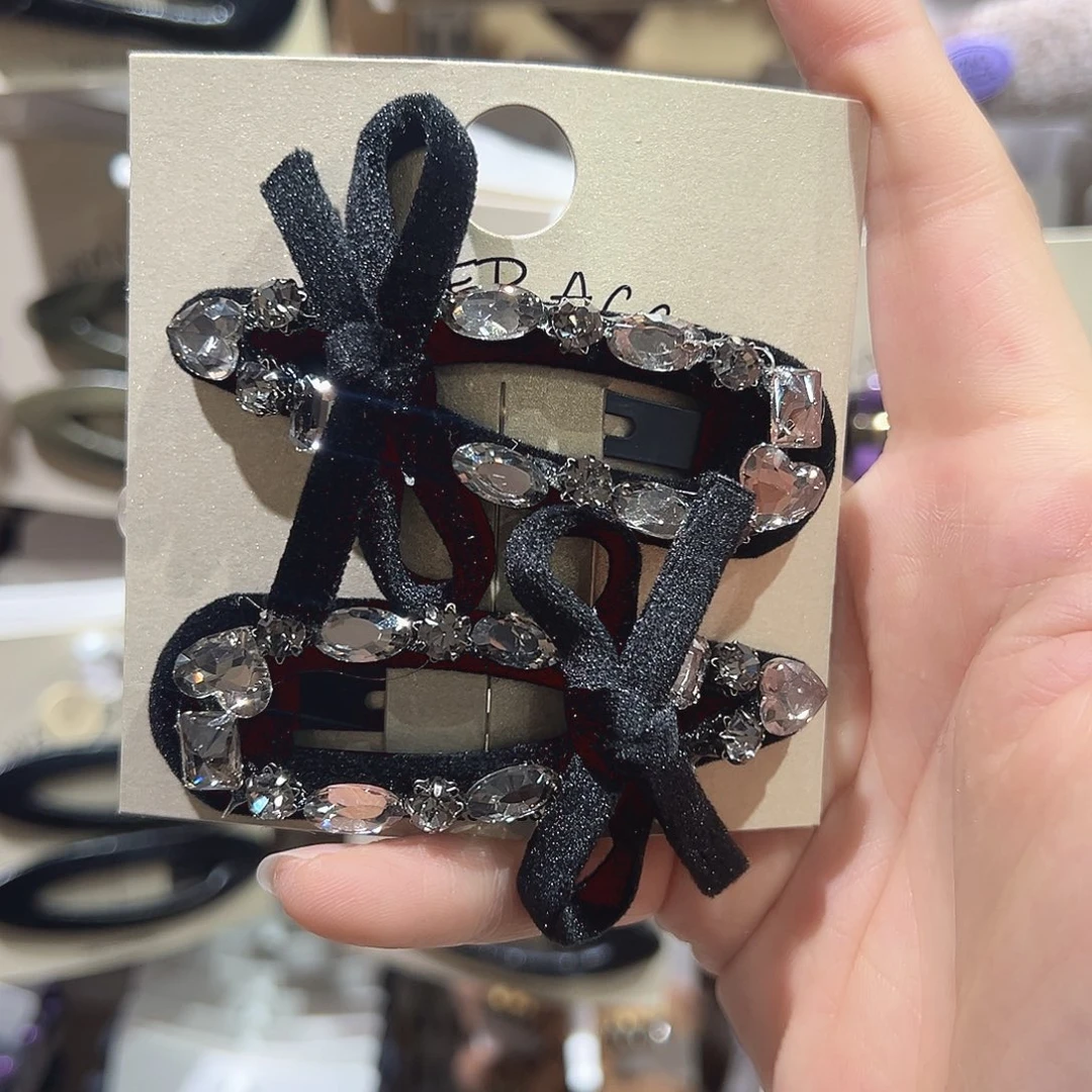 非金属黑色蝴蝶结丝绒掰掰夹