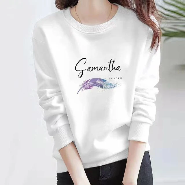 高端白色卫衣女2025春秋棉宽松圆领套头衫秋冬加绒女士长袖上衣