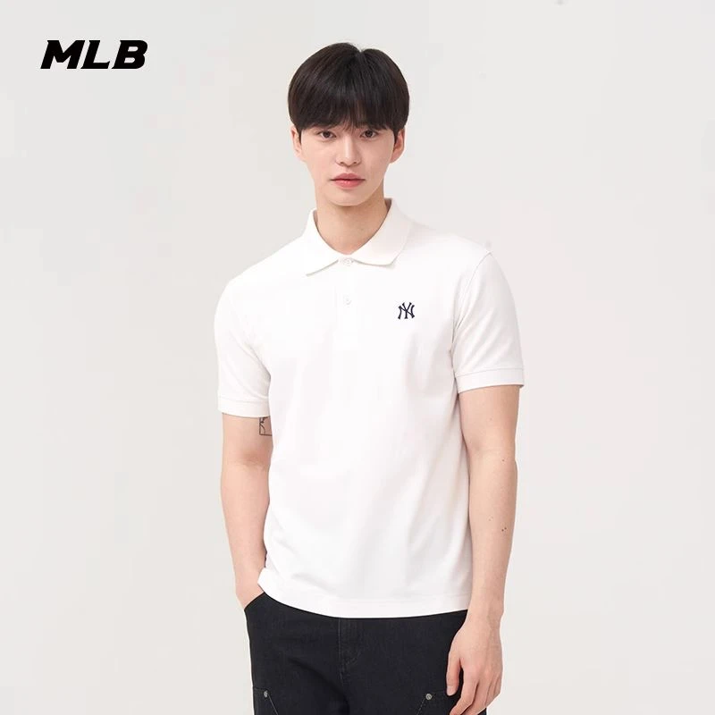 MLB官方 男女情侣简约百搭防晒凉感短袖polo衫25夏季新款专柜正品