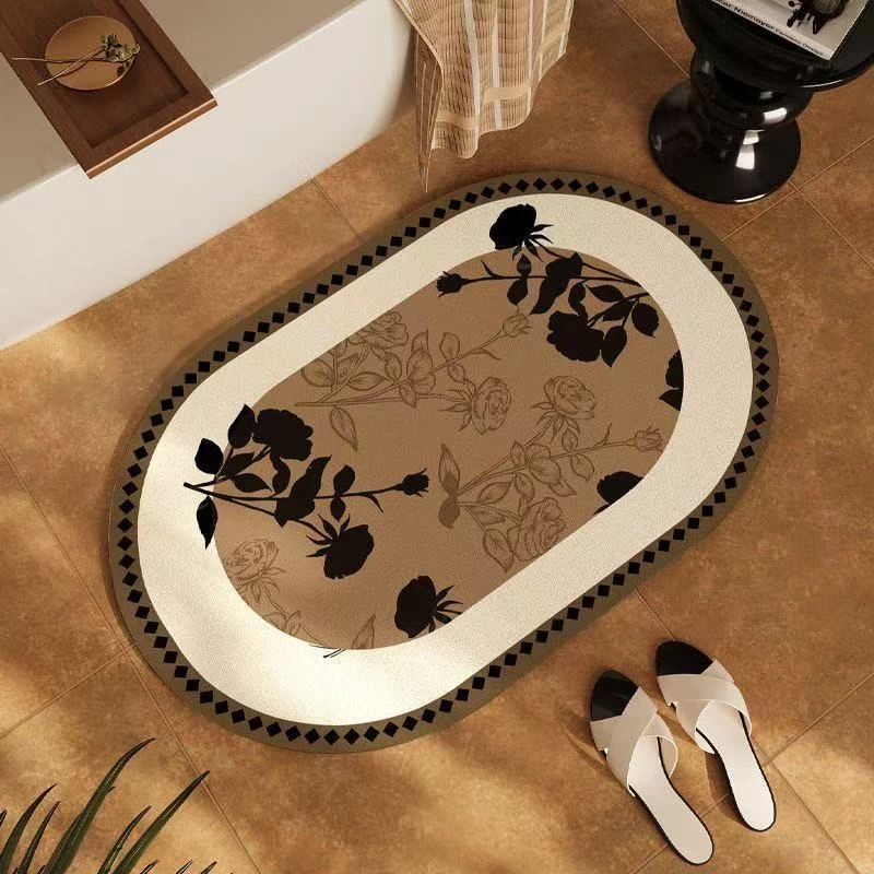 新款浴室硅藻泥中古风地毯垫防滑吸水卫生间门口耐脏脚垫