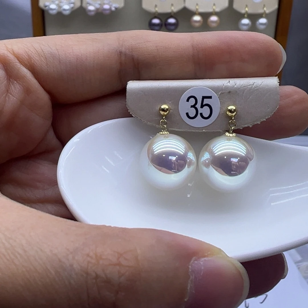 淡水珍珠耳饰18K金镶嵌