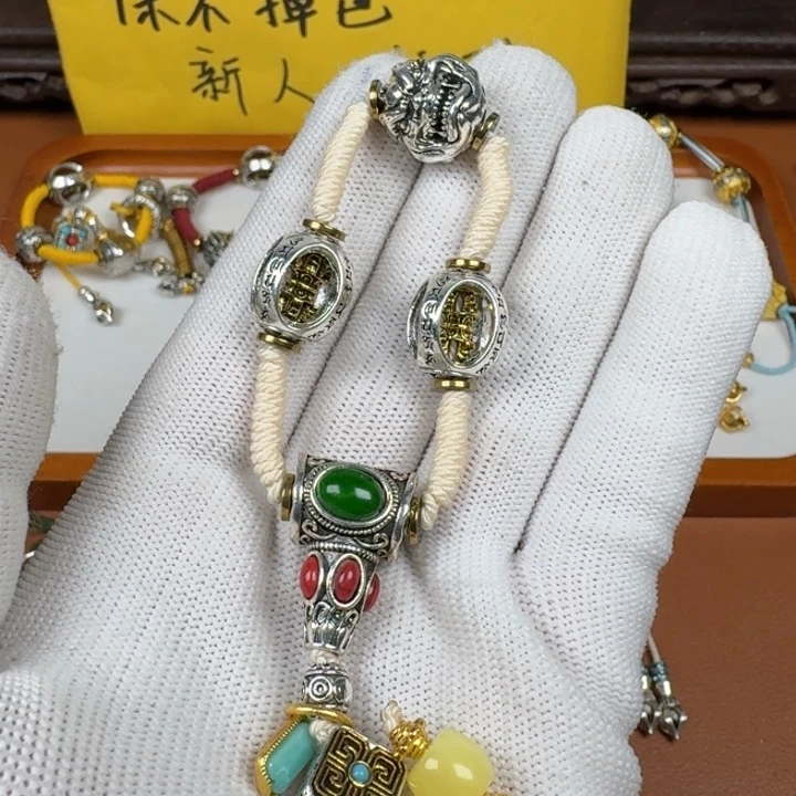 合成碳硅石铜合金文玩配饰恶僧顶珠三通套