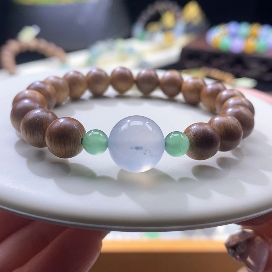 翡翠未镶嵌颈饰翡翠冰茅台白单珠手串