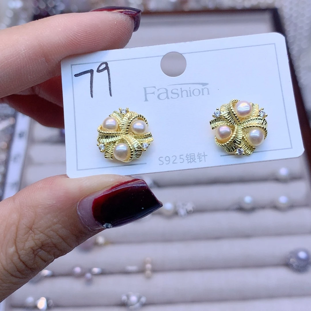 【闪购商品】银S925镶嵌耳饰淡水珍珠