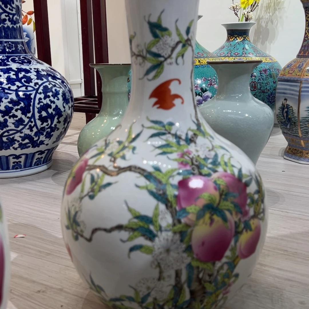 陶摆件40cm桃子天球瓶