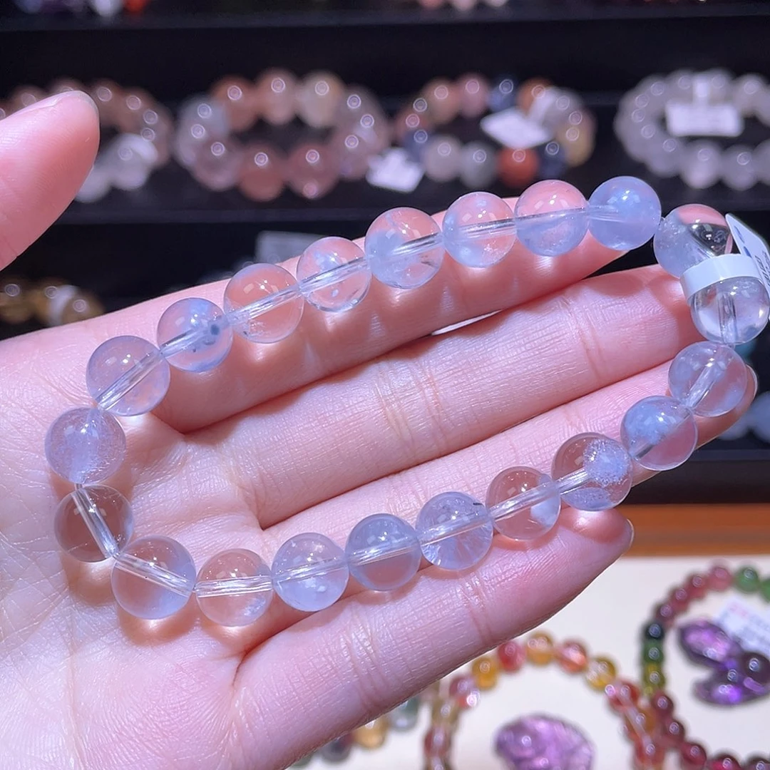 水晶手链未镶嵌兔毛手链，晶体通透9+