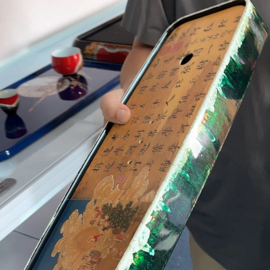 绿宝砂蛋壳工艺茶盘茶海大漆工艺