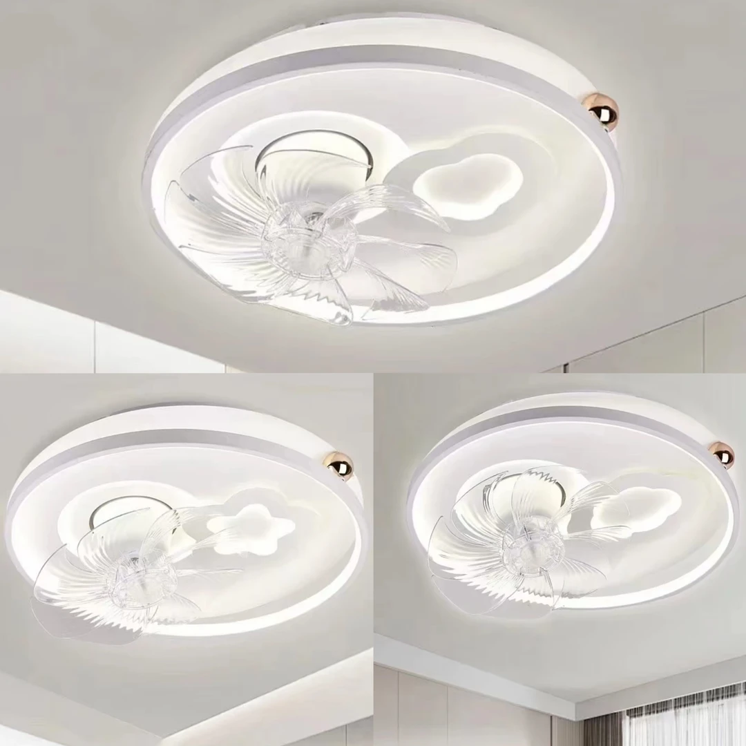 360度摇头语音星星风扇灯主卧一体风扇榻榻米儿童云朵卧室吸顶灯