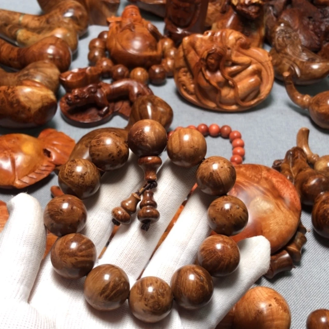 【闪购商品】木?**?麻梨疙瘩火琉璃手把件