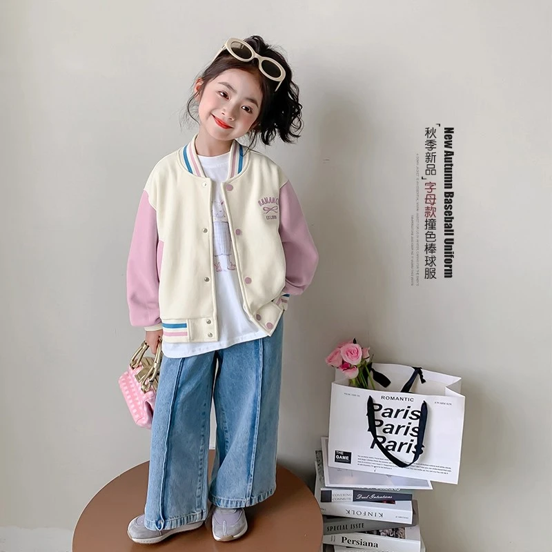 女童外套2025新款春秋款洋气女孩运动夹克开衫韩版秋装儿童棒球服