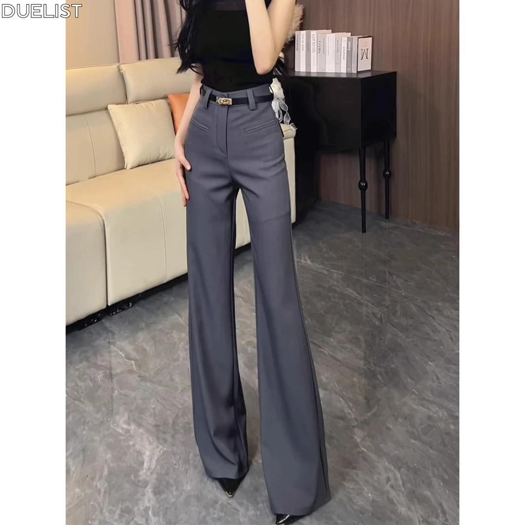 DUELIST高级感气质微喇西装裤女年秋季新款高腰压褶不贴腿喇叭裤