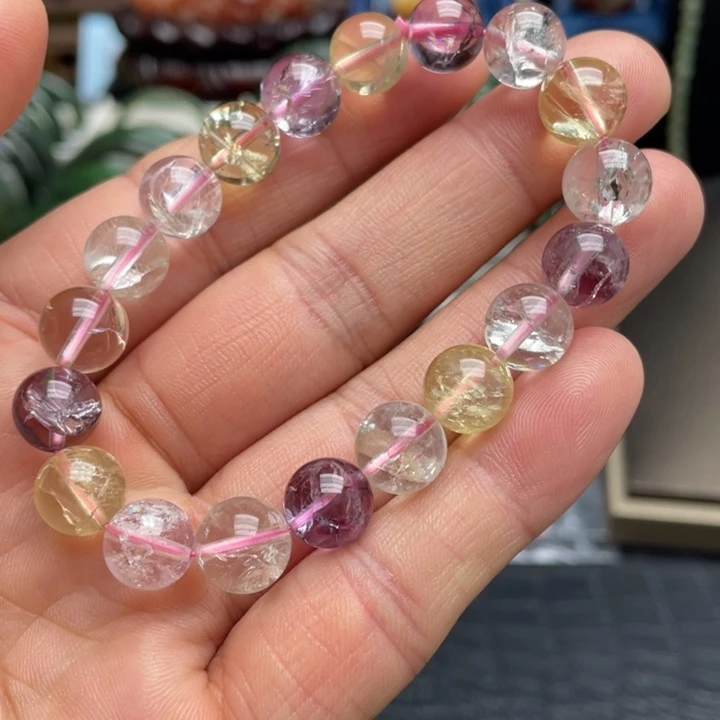 未镶嵌手链水晶天然紫黄胶花手链卡10