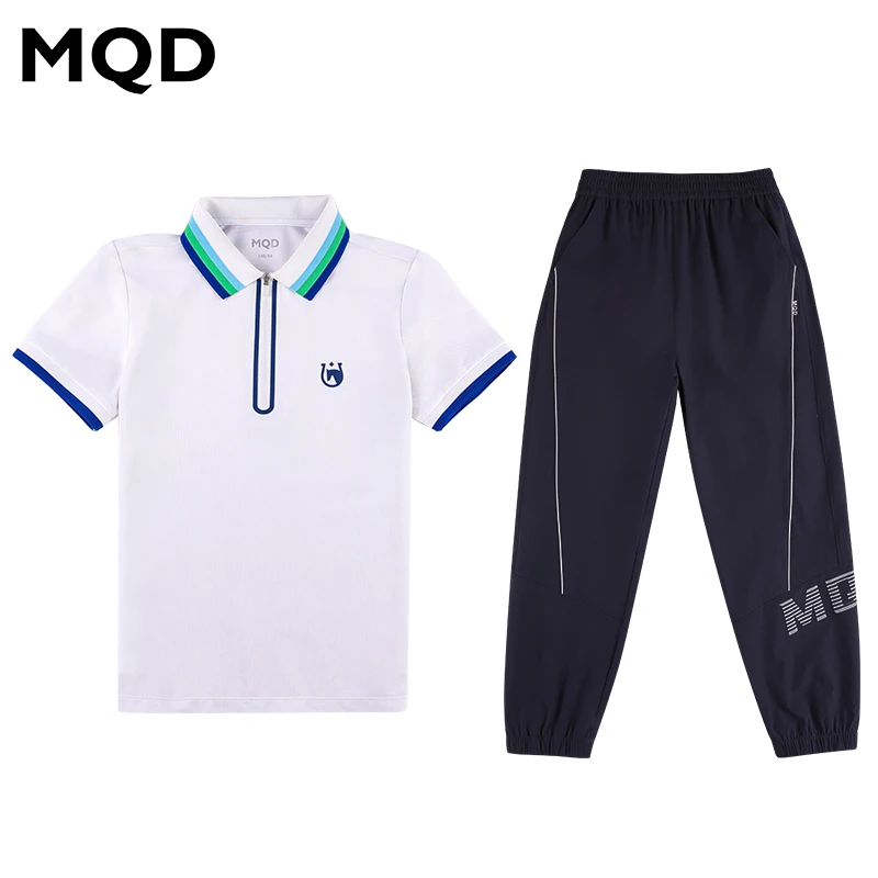 MQD儿童运动POLO衫套装男童夏季中大童休闲户外夏透气速干冰感