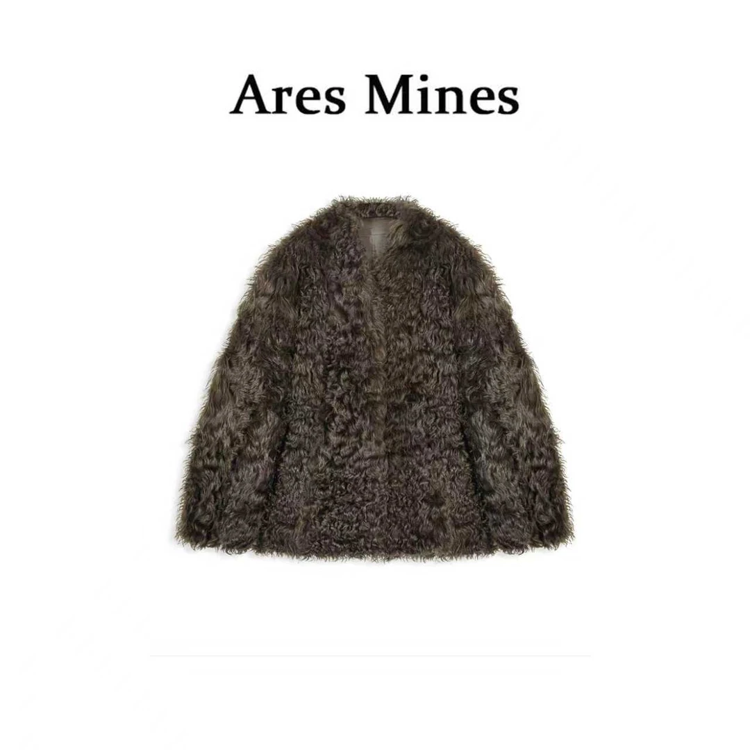 人造皮草 【盛朗熙Ares Mines】绒绒暖意 满分小湖羊长毛皮草外套