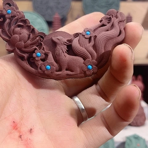 泥塑玉兰衙香九尾狐平安锁福利价