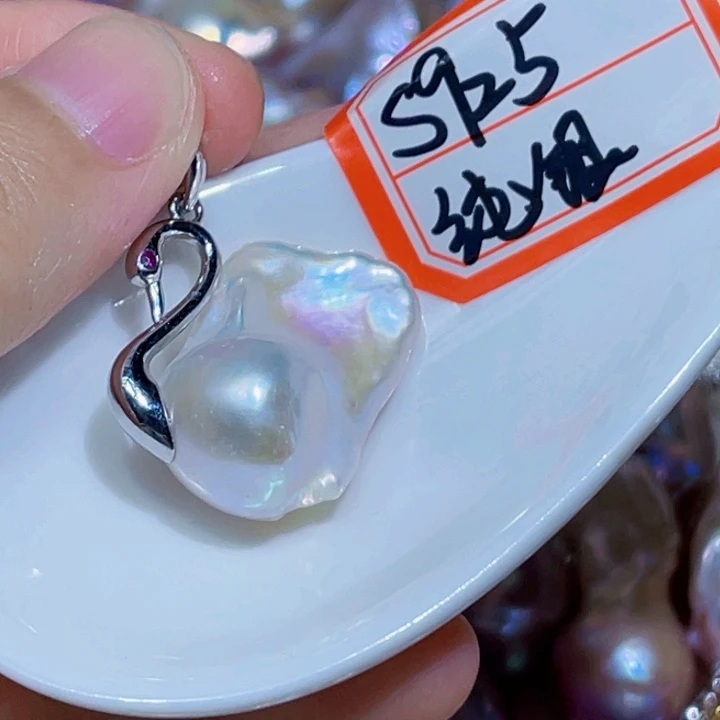 淡水珍珠银S925镶嵌颈饰