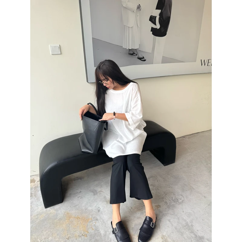 『LZZ』2025夏季休闲百搭宽松时尚遮肉显瘦极简风百搭宽松大版体恤